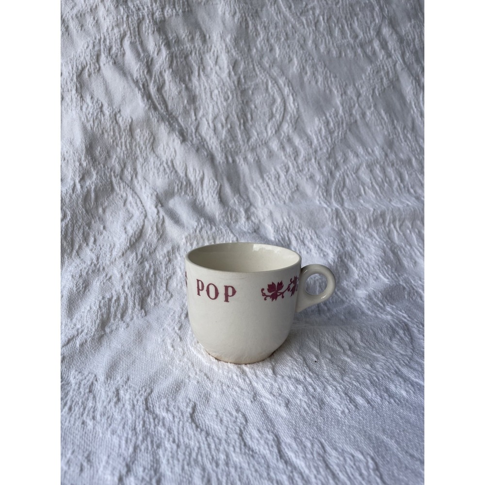 Vintage "Pop" Ceramic Coffee Mug Embossed Grape & Vine Design